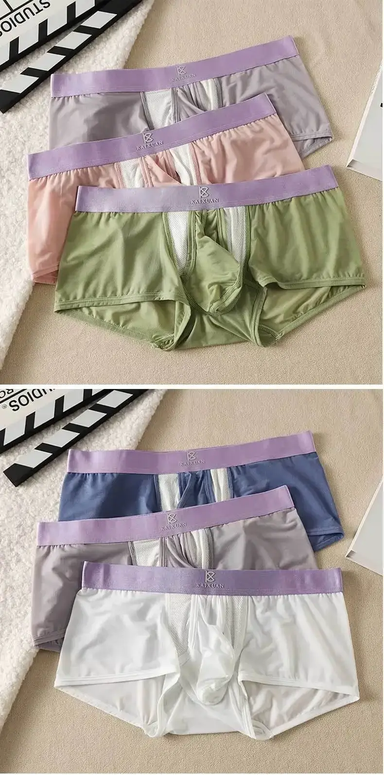 Summer Ice Silk Underwear Snabbtorkande boxershorts för män Lättvikts Andningsbar Separbar sidoöppning Ej avtagbara trosor