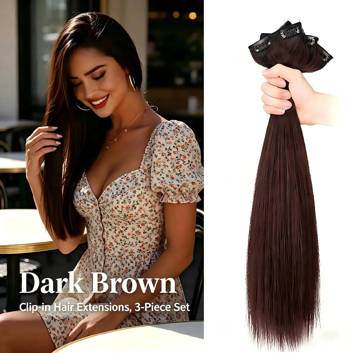 3Pcs Long Straight Synthetic Clip In Hair Extensions Invisible Seamless Natural Hairpiece Lightweight Secure BB Clips For Women — image 3