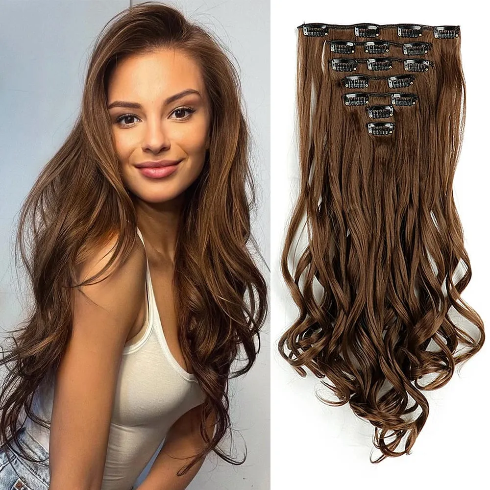 Synthetic Clip in Hair Extensions Purple hairpieces 7pcs/set 22inch Thick Hair for Women Girls Daily Party Cosplay — image 30
