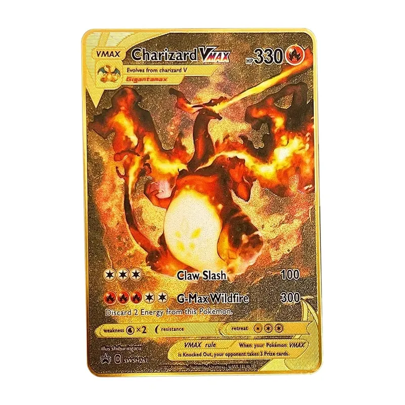 Pokemon Kartı Vmax Metal Pokémon Mektupları Pikachu Gx Mewtwo Charizard Vstar Anime Oyunları Oyuncaklar Altın Demir Oyun Kartları Çocuklar Hediyeler
