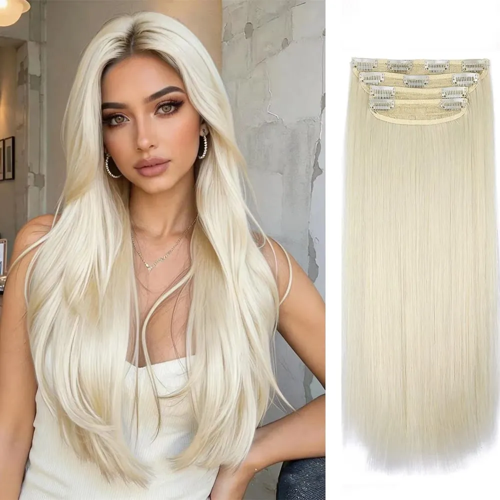 Copper Red Long Wavy Clip in Hair Extensions 20 Inch 4Pcs Double Weft Synthetic Hairpieces Full Head for Women Party Cosplay — image 13