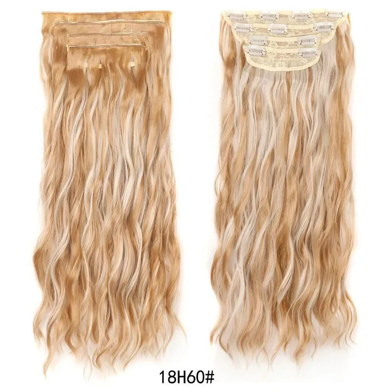 Jeedou Clip in Hair Extensions 4Piece/Set Synthetic Long Wavy Thick Hair Bouncy Curly Full Head Hairpiece Natural Looking — image 12