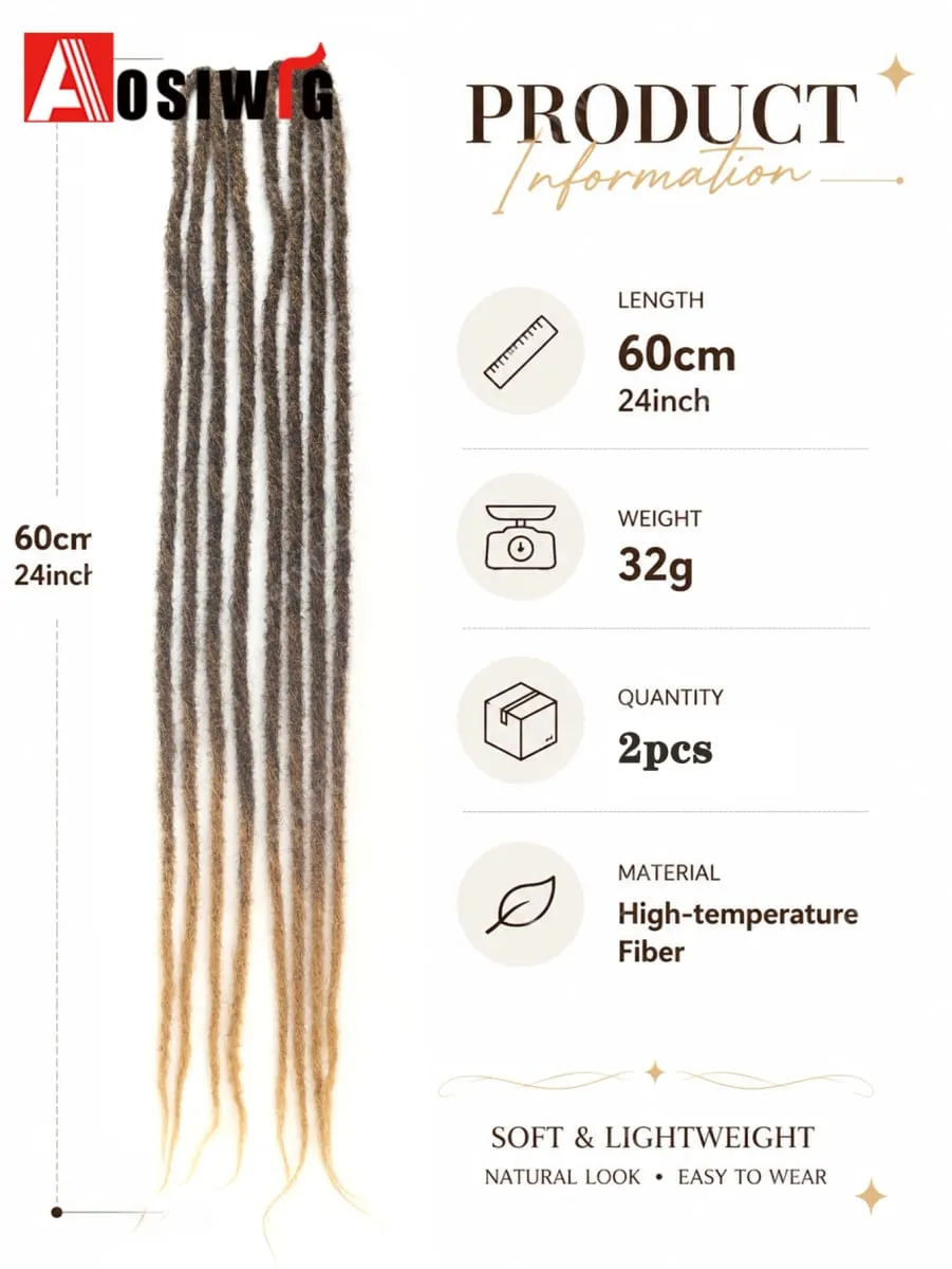 Long Dreadlocks Clip In Hair Extensions for Women Synthetic Braided Hairpieces Boho Faux Locs Hair Braids Festival Party Hair Ac — image 3