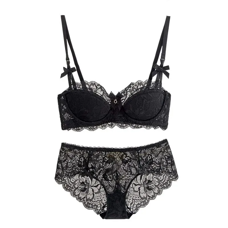 French Pure Desire Bralette Small Bust AB Cup Push Up Wireless Lace Bra for Chubby Girl Bow Design Thin Fold Comfort Plus Size — image 8