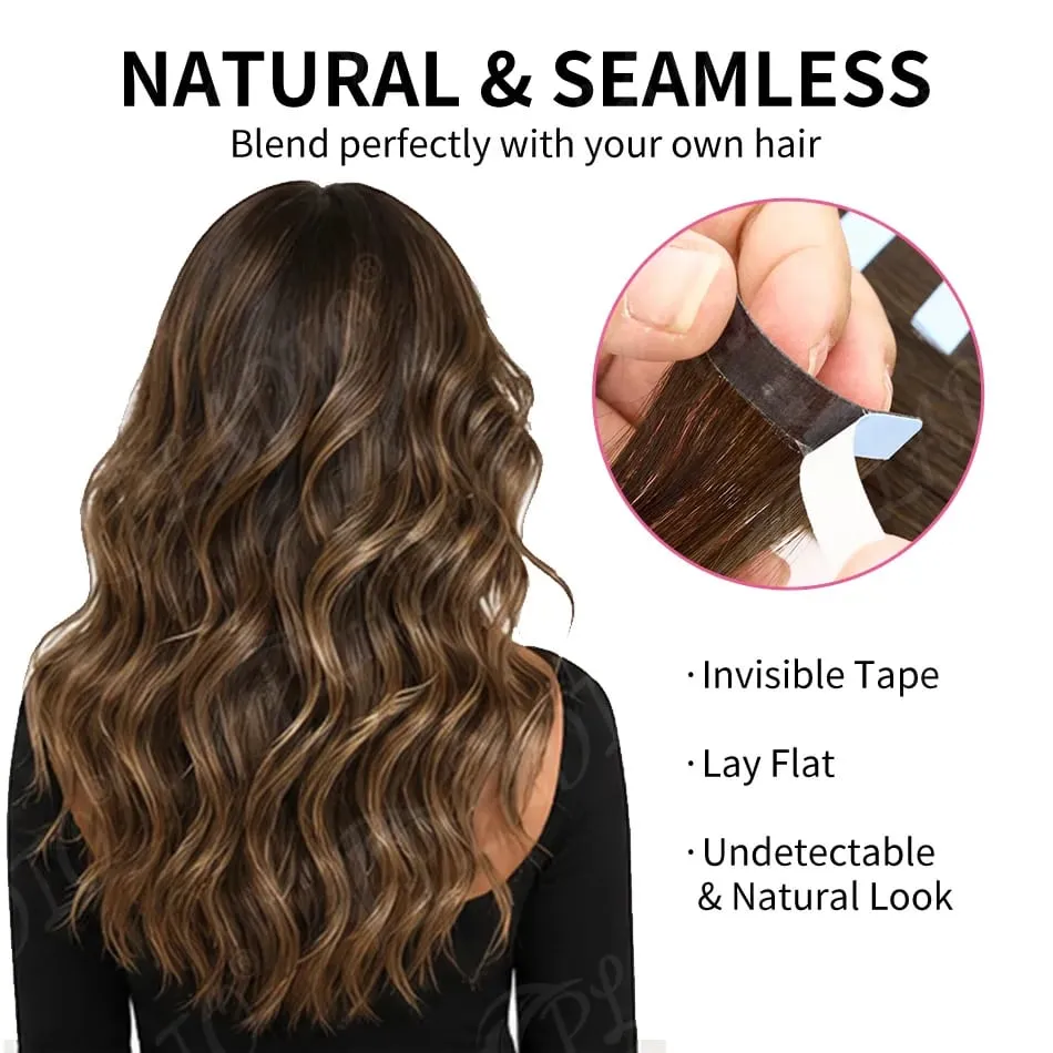 100% Human Hair Tape in Extensions 20Pcs 50g Remy Skin Weft Seamless Invisible Silky Straight Thick Ends for Wedding Women — image 4
