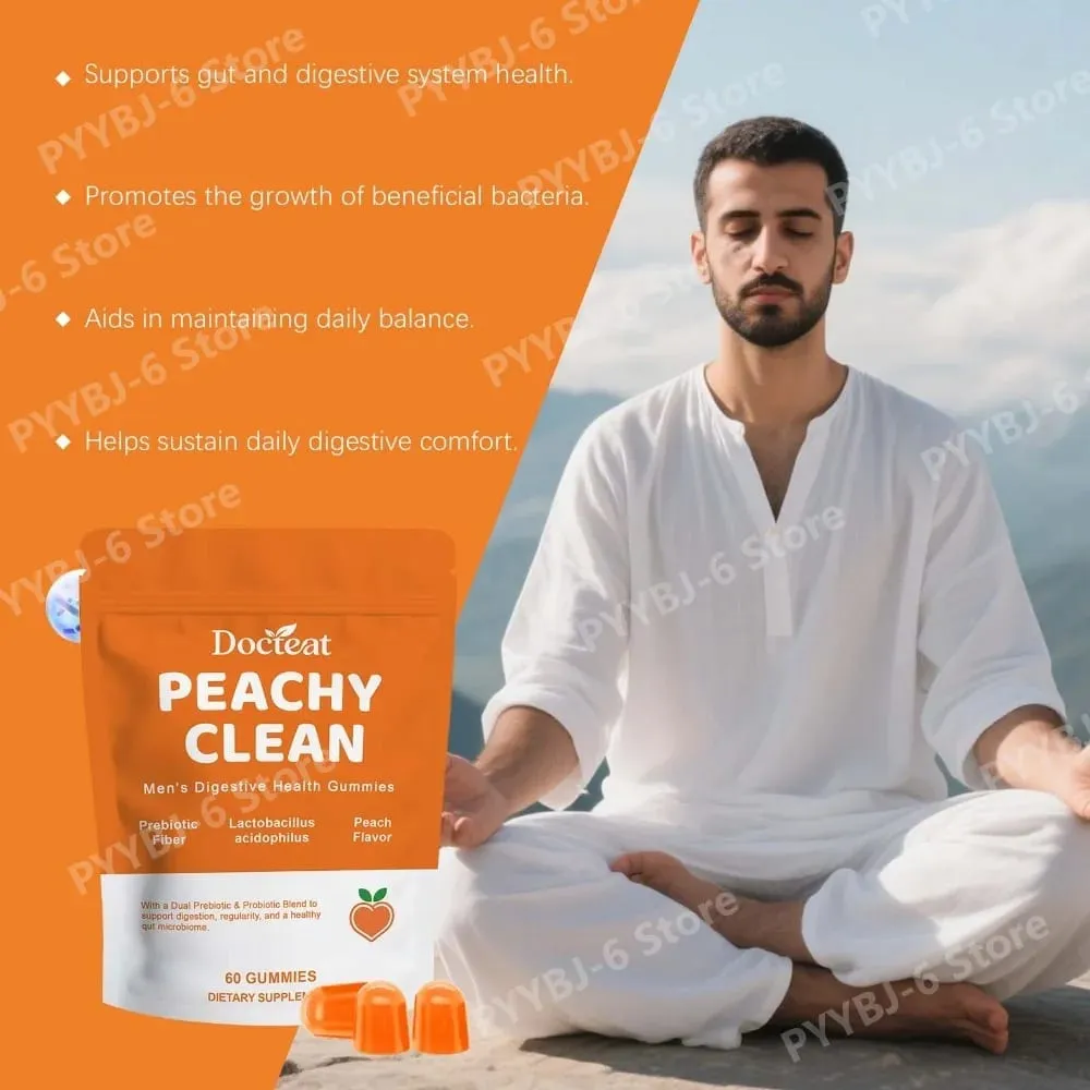 Men's Digestive Health Gummies – Prebiotic & Probiotic Blend – Peach Flavor Supports Men Gut Health Daily — image 3