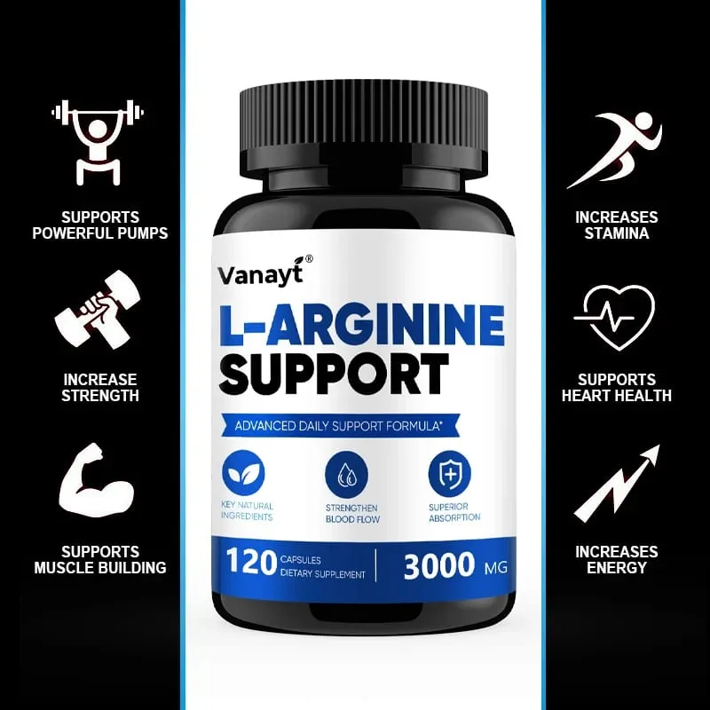 L-Arginine 3000mg Pills Muscle Mass Supplement for Men Women Boost Workout Endurance Energy Heart Vascular Health Support — image 4