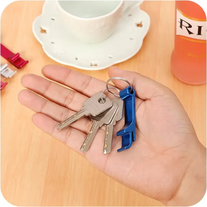 1PC Beer bottle opener multifunctional key chain portable solid color bottle opener aluminum bottle opener