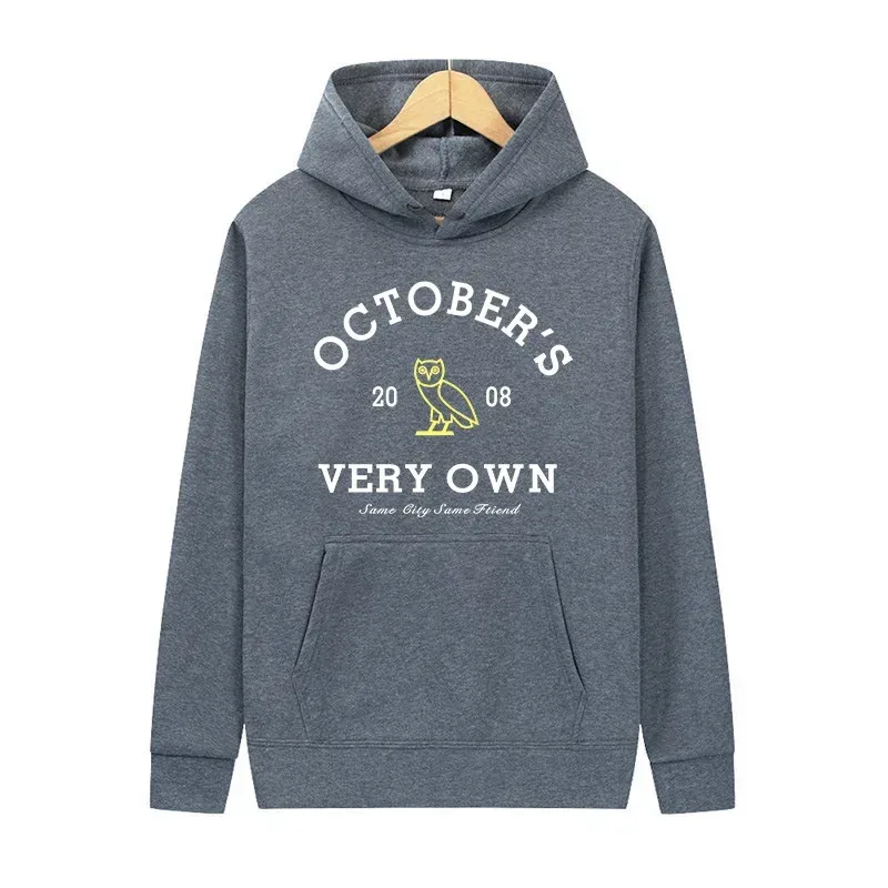 October's Very Own Owl Print Hoodie Unisex Men Women Casual Pullover Long Sleeve Streetwear Fleece Hooded Sweatshirt With Pocket