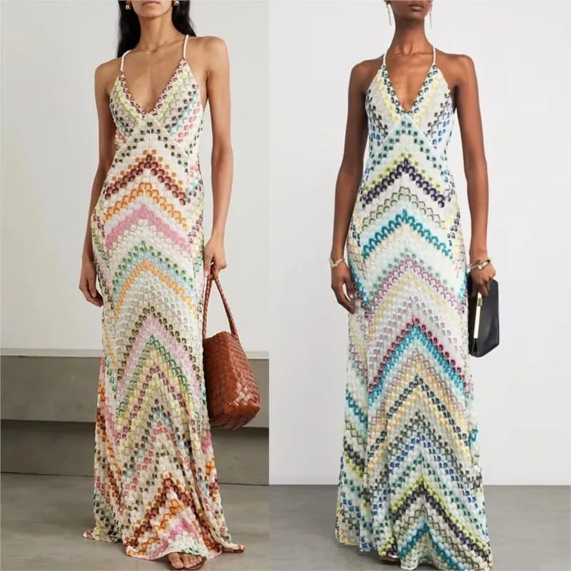 Spring Summer Female Boho Maxi Dresses Retro Sleeveless Women Holiday Long Skirt Sexy Deep V Neck Casual Party Dress Streetwear — image 7