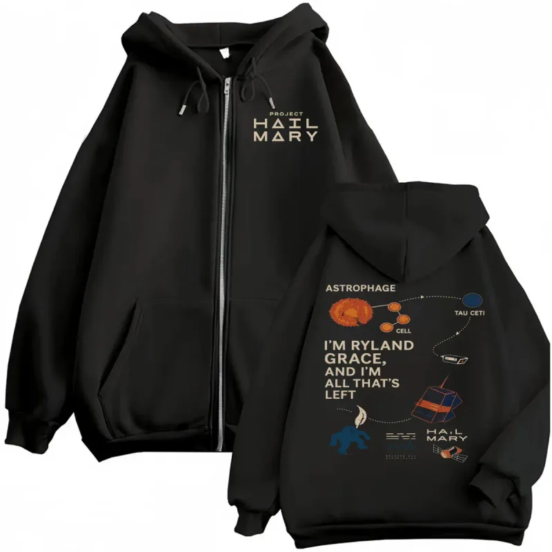 Project Hail Mary Fan Gift Zipper Hoodies Men Women Fashion Humor Gothic Sweatshirt Jacket Coats Casual Bodywarmer Zip Up Hoodie