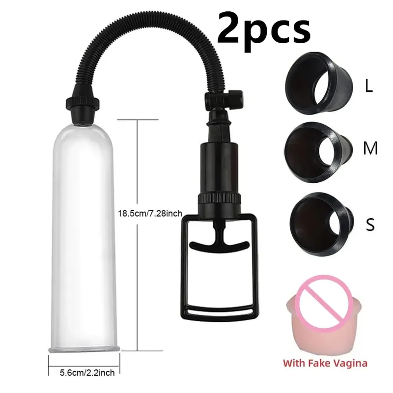 Male Penis Pump Manual Penis Enlarger Big Dick Lasting Trainer Dick Stimulate Extender Masturbator For Man Vacuum Pump Sex Toy