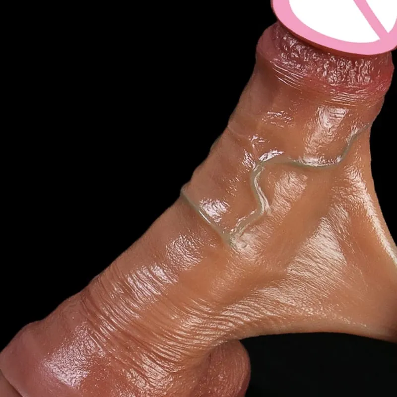 Realistické měkké posuvné dildo předkožkou s dvojitým průnikem a přísavkou pro vaginální a anální masturbaci Ženská sexuální hračka Fake Ma — image 1