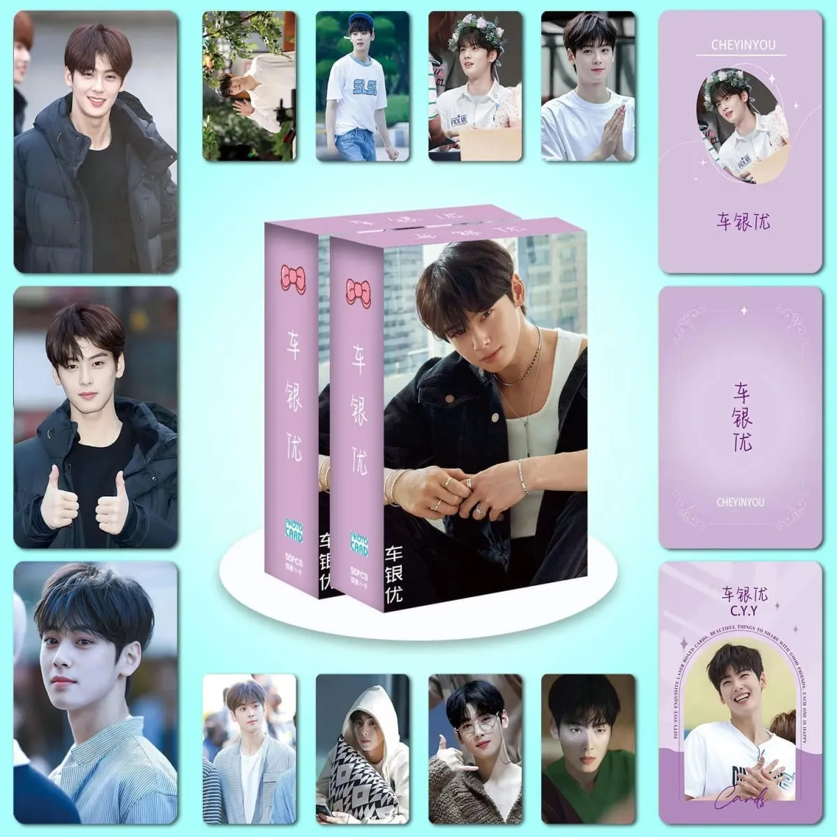 55PCS Cha Eun‑woo Holographic LOMO Photocards Set Korean Star Fans Collectible Gift — image 5