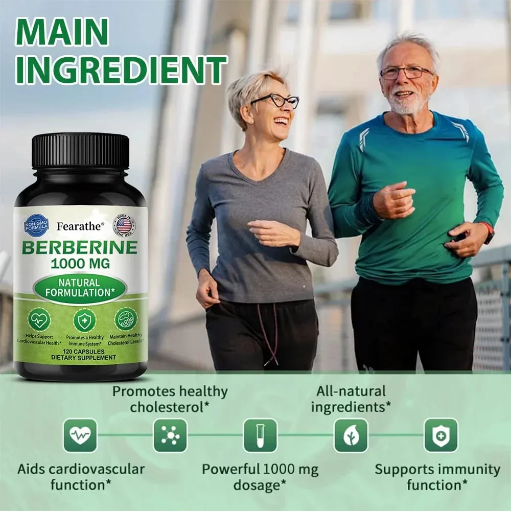 Berberine Supplement 1000 mg - Supports Heart Health Immune System GI Health Cholesterol - Gluten Free Dairy Free — image 2