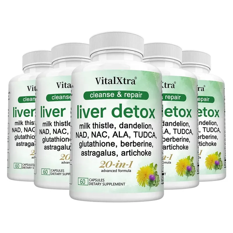 Liver Detox & Repair Capsules with Milk Thistle Dandelion & Turmeric Liver Cleanse Nourishing Antioxidant & Digestion Support — image 9