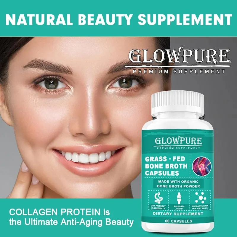 Bone Broth Collagen Protein Capsules - Grass-Fed Collagen Powder for Skin & Bones Joint Health and Flexibility Paleo Friendly — image 3