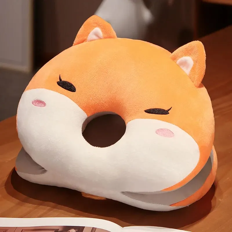 Rabbit Husky Fox Plush Nap Pillow Ice Silk Surface Cooling Sleep Cushion Office Desk Rest Pillow Home Travel Hug Pillow Gift