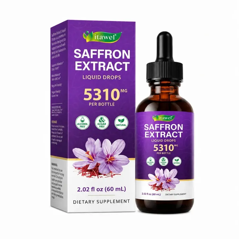 Saffron Extract Liquid Drops 117mg per Serving for Antioxidant Balanced Mood Healthy Sleep & Premenstrual Comfort Support 60ML