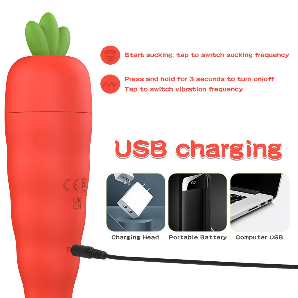 Sucking Vibrating Sex Toys Female Masturbator Carrot Shaped Vibrators For Women G Spot Stimulator Clitoris Nipple Massager Adult — image 5