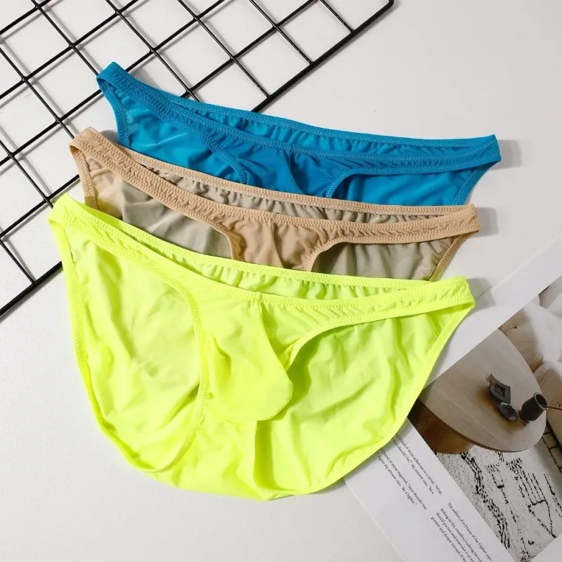 Schnell trocknende, ultradünne Slips aus Eisseide, niedrige Taille, nahtlos, für Herren, Unterwäsche, U-Beutel, Dessous, Netzhöschen, Reisen — image 16