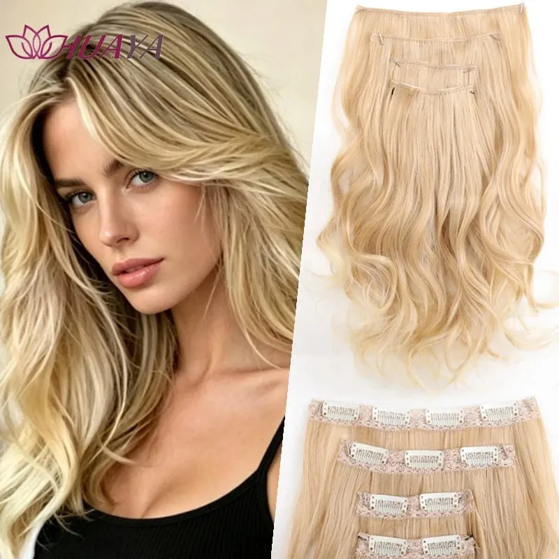 4‑Pcs Clip‑in Synthetic Hair Extensions Long Wavy Curly Heat‑Resistant Hair Pieces for Daily and Party Wear — image 1