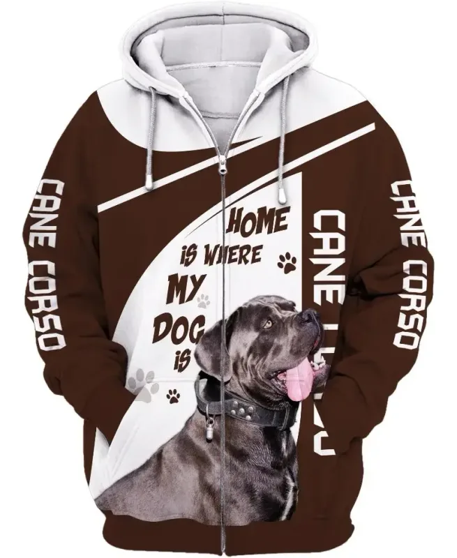 New Cane Corso Dog 3D Print Zipper Hoodies Streetwear Men Women Casual Hooded Sweatshirts Oversized Tracksuit Coat Man Clothing — image 3