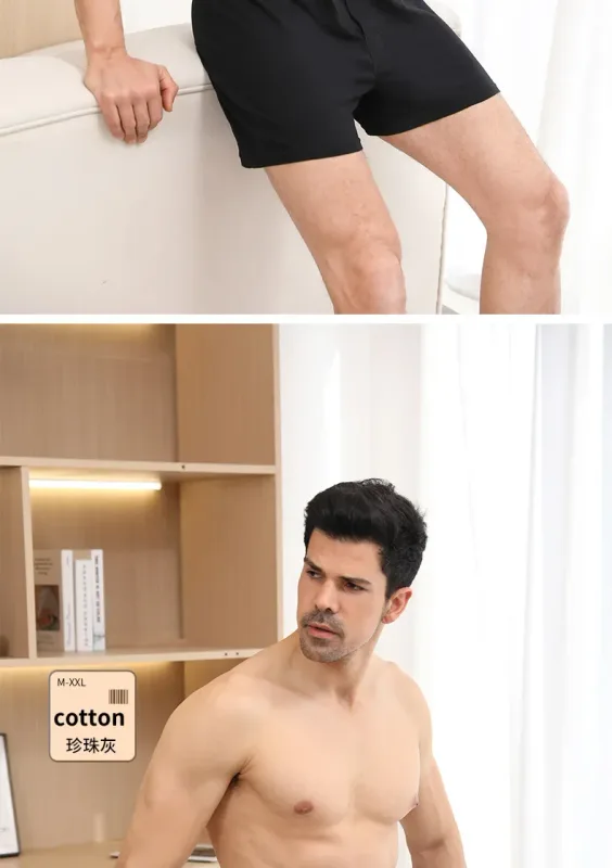 Men's Aro Pants Underwear 100% Pure Cotton Home Sleeping Pants Loose Breathable Men's High Waisted Four Corner Boxers Shorts — image 14