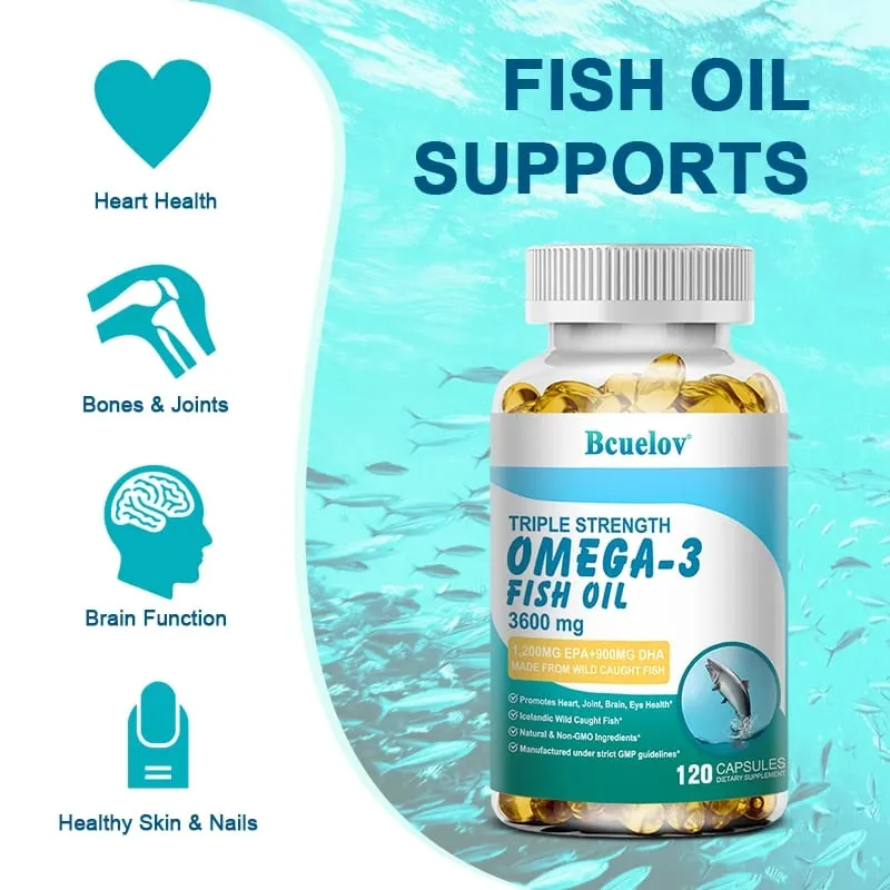 Omega 3 Fish Oil Supplement - 3600mg Per Serving 1200mg EPA & 900mg DHA Support for Heart & Brain Health NON-GMO Capsules — image 3