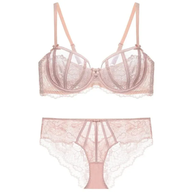 Sexy French Lace Push Up Bra Set Women Bunny Ears Lingerie Demi Cup Half Bra Lightweight Underwear Summer 32-38AB lingerie set — image 6