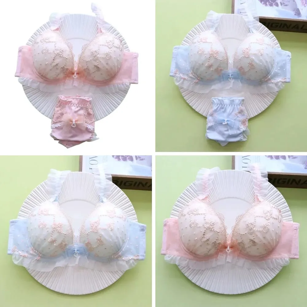 Sexy Lace Lingerie Set for Women Push Up Underwire Bra with Low Plunge Design Breathable & Comfortable — image 1
