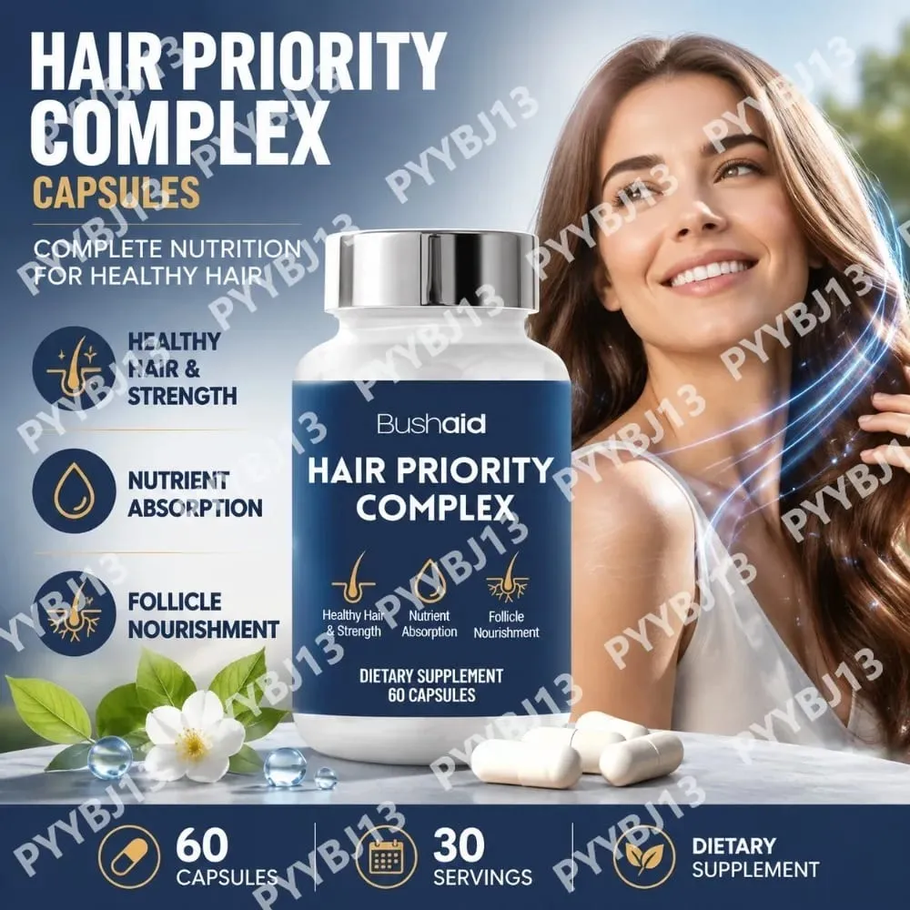 BushAid Hair Nutrition Capsules with Biotin Hydrolyzed Keratin Peptides Zinc and L-Leucine for Daily Hair Wellness 60 Count — image 2