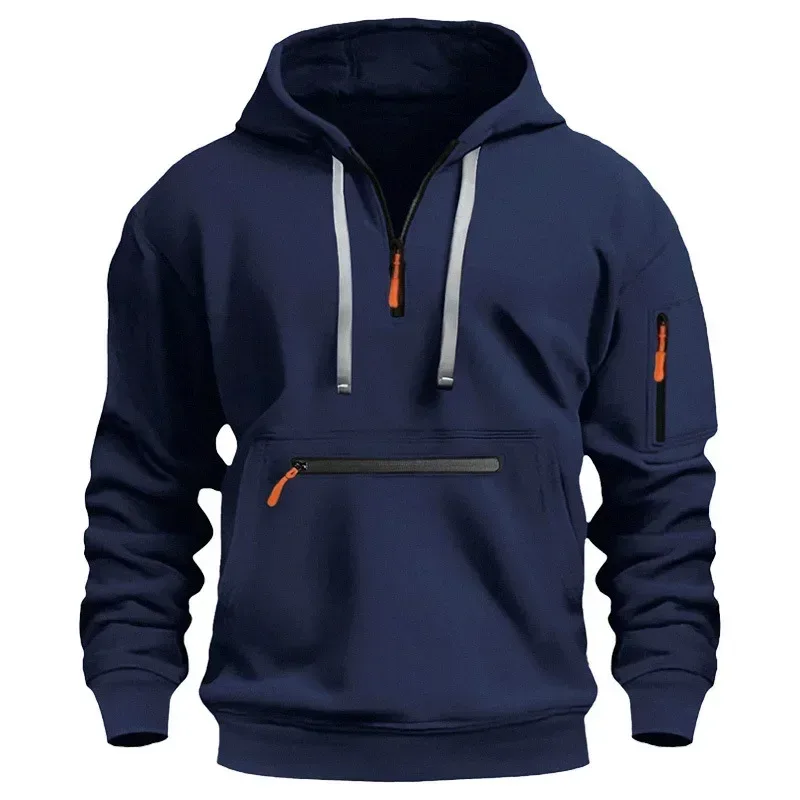 2025 New Men's Hoodies Winter Hooded Shirt Wear Fleece Multi Pocket Fashion Tops Hoody Loose Oversized Pullover Man Clothing — image 13