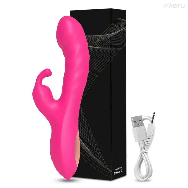 Rabbit Vibrator G-Spot Silicone Dildo Dual Vibrating Clitoris Stimulator 10 Speeds Rechargeable Waterproof Sex Toy for Women — image 10