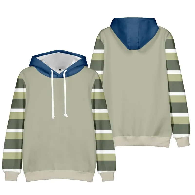 2024 Fesyen Bercetak Corak Berjalur Pullover Lelaki Kasual Bersaiz Besar Hoodie Longgar Street Design Harajuku Baju Sweat Lelaki
