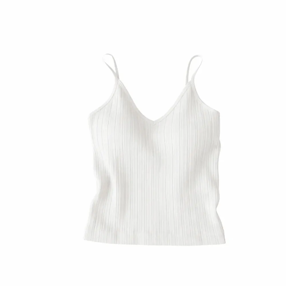 New V-neck Camisole Top Inside Wear One-piece Cup Halter Undershirt Sleeveless French Style Lingerie Summer