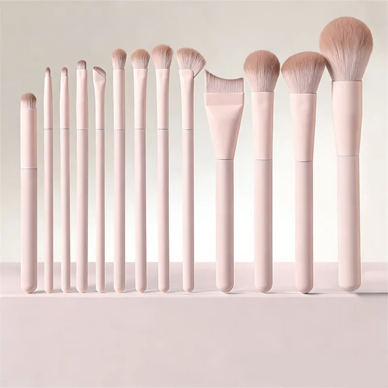 13Pcs Soft Pink Makeup Brushes Set with Travel Bag – Premium Synthetic Face & Eye Brushes for Foundation Powder Eyeshadow