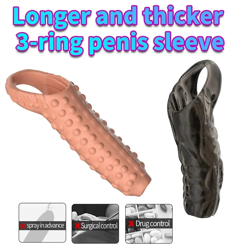 Silicone Penis Cock Rings Reusable Men Penis Sleeve Delay Ejaculation Penis Magnify Condoms Dick Sleeve Enlargement Sex Toys 18+ — image 4