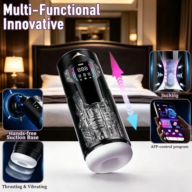 Telescopic Rotation Masturbator Cup Sucking Penis Pump Pocket Pussy Blowjob Sex Toys Stroker Piston Automatic Mastubator for 18+