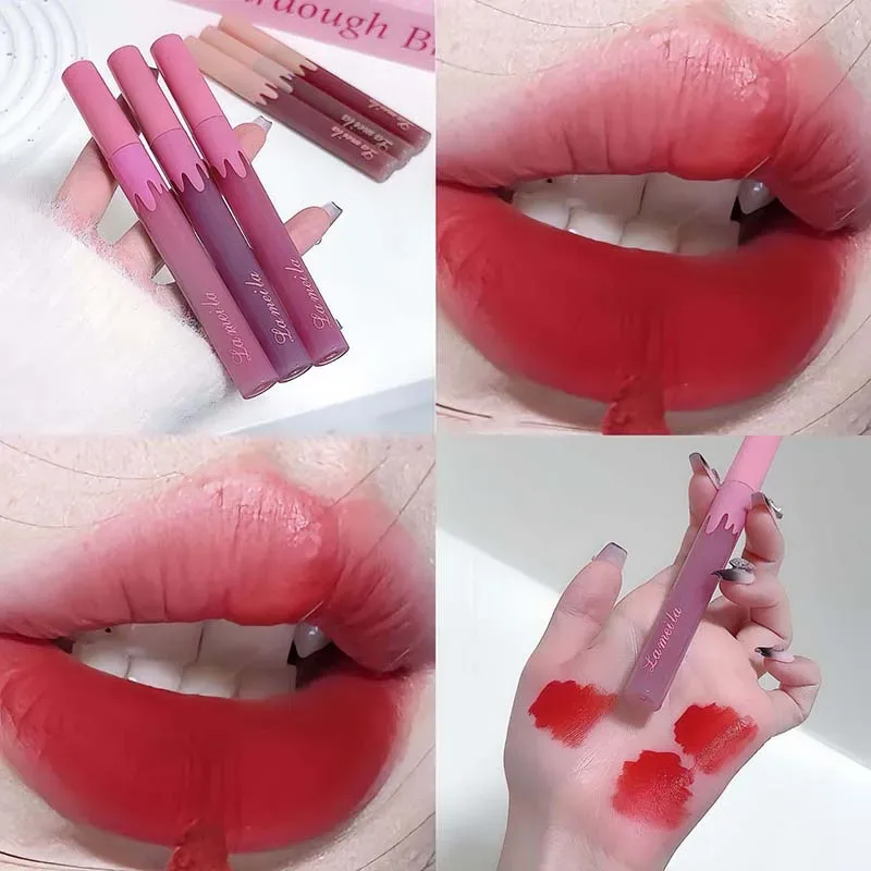 6color Velvet Matte Lip Gloss Waterproof Non Stick Cup Silky Matte Hawthorn Red Lipgloss Sexy Lip Makeup Cheap Lipstick Cosmetic — image 3
