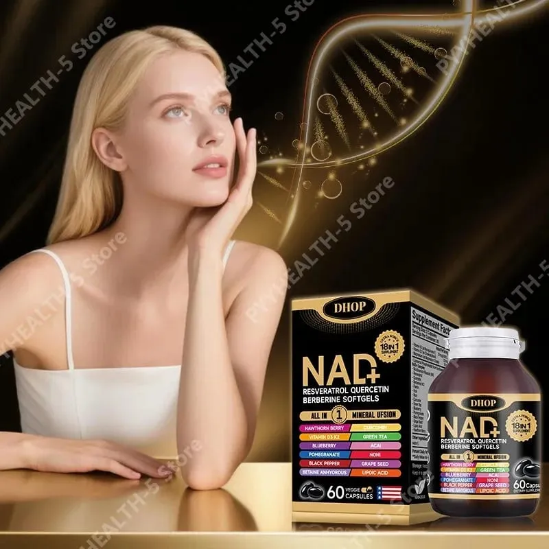 NAD+ Softgels with Resveratrol Quercetin Berberine Softgels 18-in-1 Supplement for Overall Health Support 60 Capsules