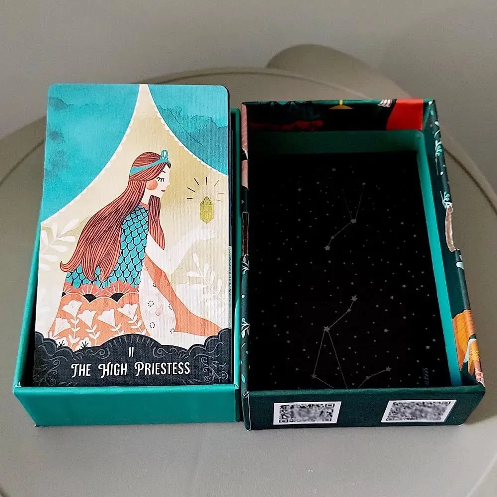 Jeu de Tarot Star Maiden, 78 cartes, esthétique, céleste, divin, dans une boîte rigide en deux pièces, Double gaufrage 12x7cm