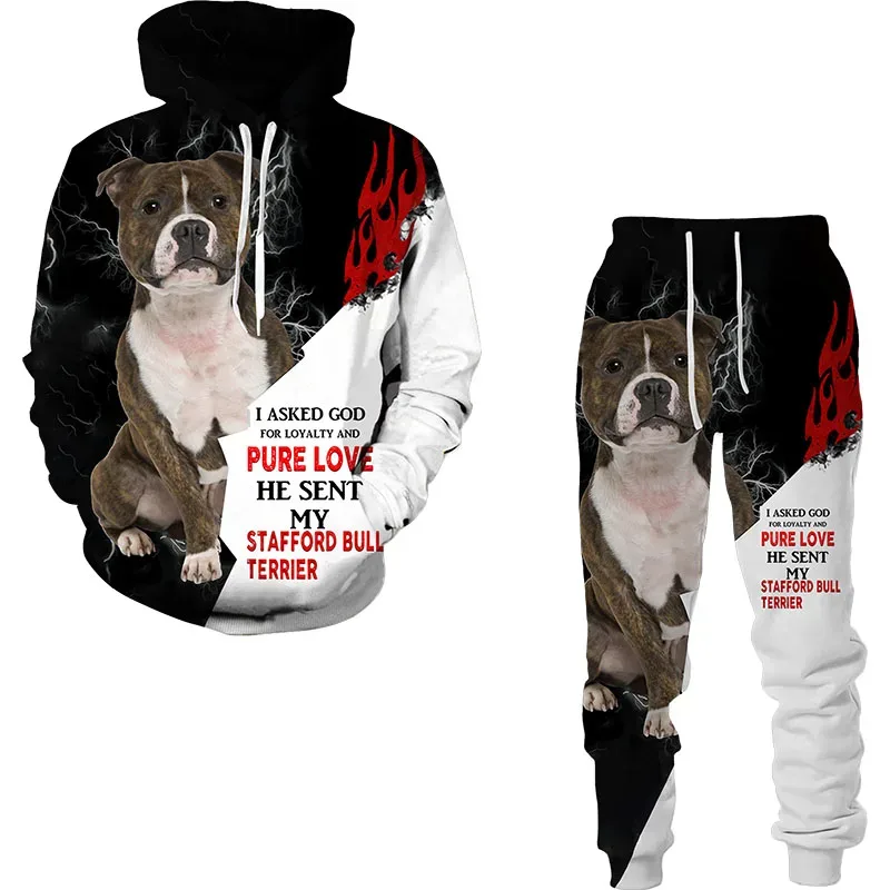 Funny Dog Animal 3D Printed Hoodie Suit Men Autumn Casual Sweatshirts Sweatpants Fashion Two Piece Tracksuit Set Men's Clothing