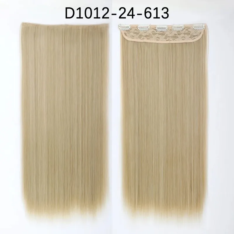 Azqueen Synthetic 5 Clips in Haarverlängerung, langes, glattes Haarteil, Frisur, Hochtemperaturfaser, goldbraun, schwarz