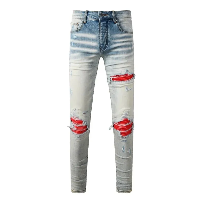 Fashion Americans Brands Men's Jeans Luxury Streetwear Holes Long Trousers Quality Male Stretch Slim Pants Skinny Trousers — image 14