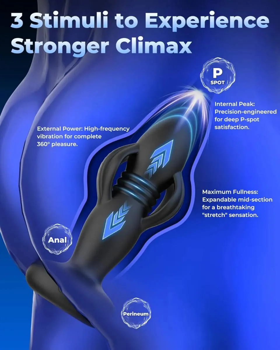 3 in 1 Telescopic Expanding Anal Vibrator Butt Plug Prostate Massager App Control Anal Plug Vibrator Stimulator Sex Toy for Men