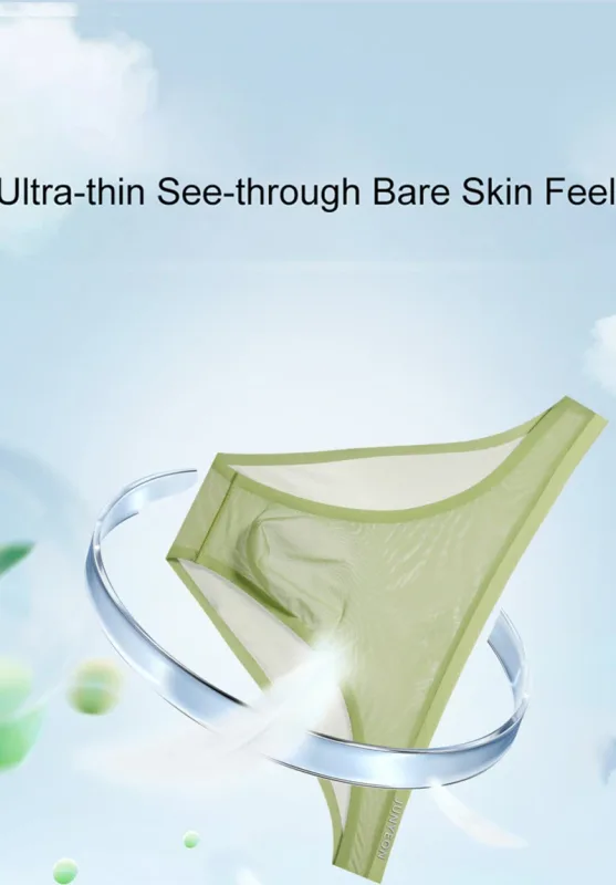 Seamless Quick Drying Men Briefs Underwear Solid Color Ice Silk Ultra-thin Underpants Sexy Breathable 3D Pouch Panties Undies