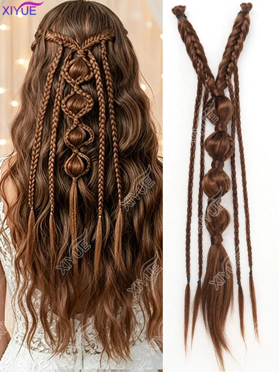 X Bohemia Clip in Hair Extensions 24 Inches Fairy Hair Wig Hairpieces Synthetic Handmade Synthetic Weaving Hair Extensions Girls — image 8