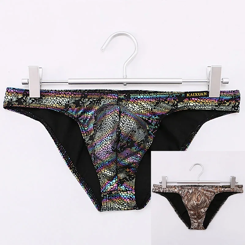 Mens Snake Skin Patterned Briefs with Sexy Bulge Pouch Bikini Underwear Comfortable Underpants by WANGJIANG Brand — image 31