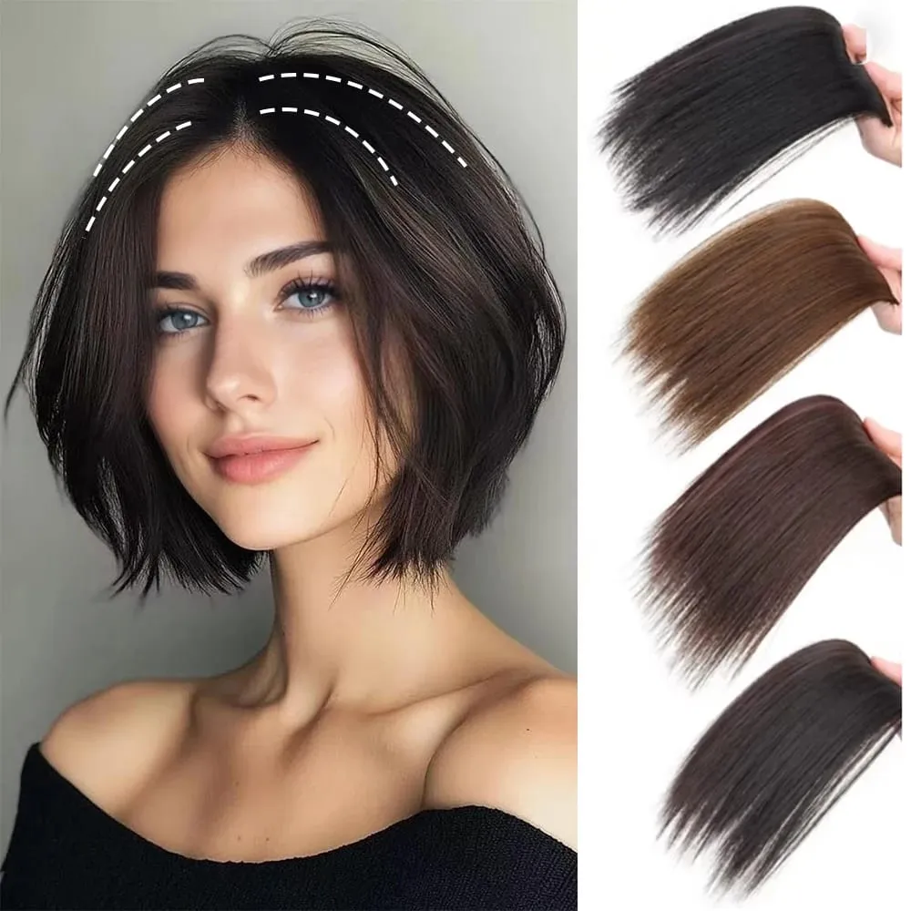 Synthetic Invisable Seamless Hair Pads Clip In Increase Hair Volume Hair Extensions Top Side Cover Hairpiece for Women — image 2